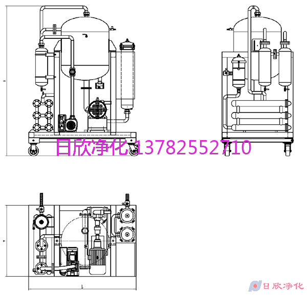 日欣净化河南滤油机真空滤油机外形尺寸